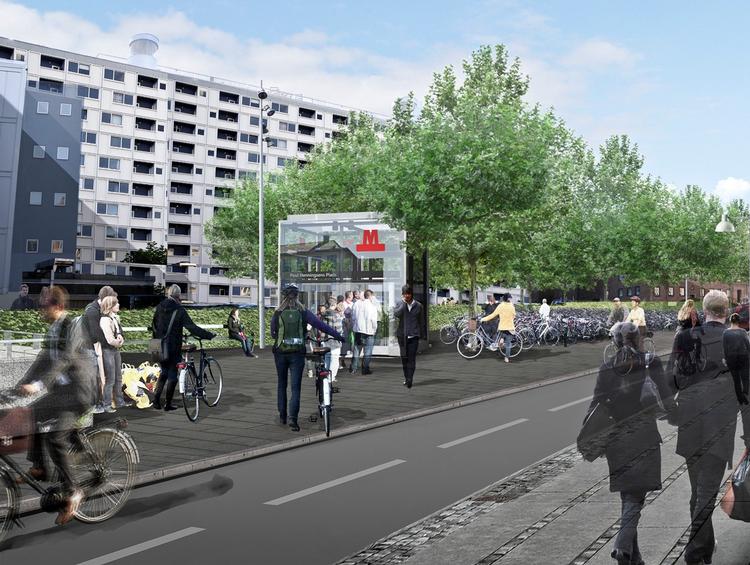 Stationen er placeret i forbindelse med Reersøgade, der bliver lukket for gennemkørende trafik. Hovedtrappen bliver orienteret ud mod Jagtvej. Stationens øvrige elementer på gadeniveau såsom elevatorer, ovenlys og ventilationsriste bliver indpasset i byrummet i samspil med rækker af træer på pladsen.

En del af arealet er privatejet, hvor der bliver genskabt private parkeringspladser. Cykelstativerne bliver placeret i forbindelse med cykelforbindelsen i Reersøgade og på et udvidet fortovsareal ud mod Jagtvej. 