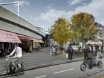 Metrostationen Nørrebro vil ligge parallelt med højbanen på Folmer Bendtsens Plads, og i fremtiden vil der kun køre busser og cykler i gaden. 

Hovedtrappe, elevatorer og ovenlys bliver placeret på det udvidede fortovsareal, mens cykelparkering og cykelpassage bliver placeret på den anden side af Højbanen. Det areal, der før fremstod som bagsiden af stationen, bliver en aktiv del af byrummet. 

Området giver mulighed for mere byliv og plads til ophold, hvilket er ønsket fra mange lokale københavnere i forbindelse med Åben Tegnestue-arrangementerne i 2010.  