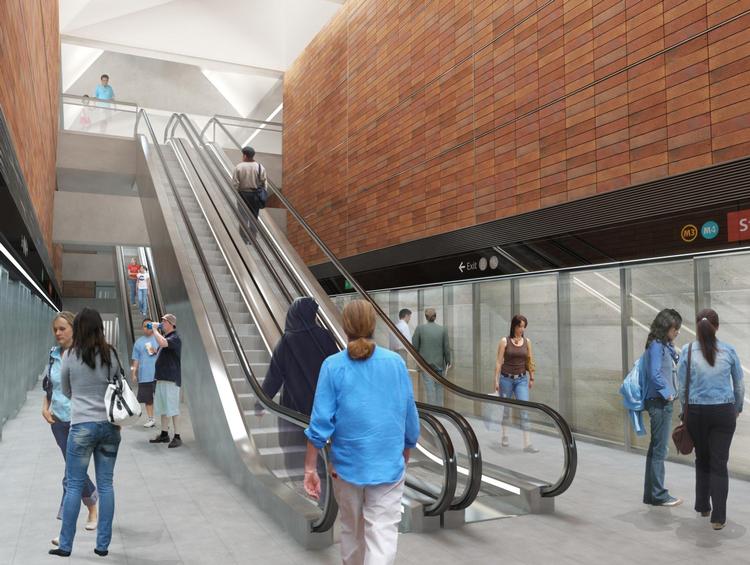 Forestil dig Enghave Plads nede i Metroen. Hvordan ville det se ud? De fleste bygninger i Københavns brokvarterer er bygget af forskellig teglsten, og på Enghave Plads er de fleste af dem røde – med forskellige farvenuancer vel at mærke.

Derfor har man trukket den røde teglsten med ned under jorden til metrostationen. Her beklædes væggene med røde, håndstrøgne teglsten, der vil give stationen et rustikt look. Samtidig hænges de op på større moduler og stålprofiler, hvilket vil give en helt særlig kontrast mellem det præcise, strukturerede og det rustikke, håndlavede.

Desuden er stationen overfladenær som på Islands Brygge, og det vil give et godt og naturligt lysindfald. 