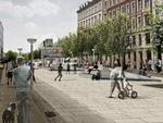 Stationen er placeret i Stampesgade med hovedtrappen orienteret ud mod Halmtorvet. Elevatorer og ovenlys bliver indpasset i byrummet, som bliver lukket for gennemkørende trafik. Denne trafikløsning var en idé, der fremkom på borgerdialogen Åben Tegnestue. Ideen indebærer, at der bliver skabt mulighed for ophold, og byrummet bliver en naturlig forlængelse af hele strækningen fra Sønder Boulevard og Halmtorvet. 

Der bliver underjordisk forbindelse mellem Metroen og perronerne på Hovedbanegården. 