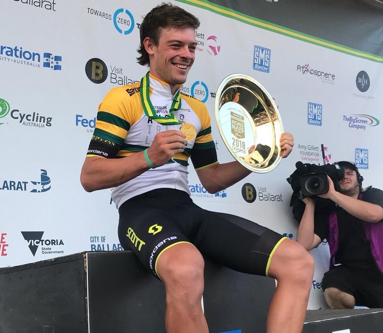 Alexander Edmondson har sikret sig retten til at optræde i den australske mesterskabstrøje det næste år. Foto: Mitchelton-Scott. 