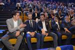 Alberto Contador forklarer, mens Alejandro Valverde, Joaquim Rodriguez og Mikel Landa lytter under dagens præsentation af Vuelta a España. 
