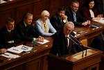 Milos Zeman fotograferet tidligere på ugen, hvor han holdt en tale i Tjekkiets parlament.  