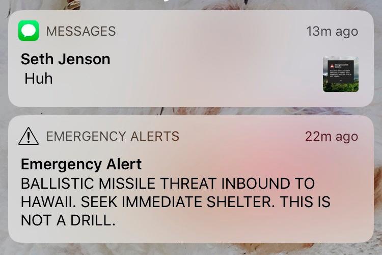 Det var denne sms, som beboerne på Hawaii modtog.  