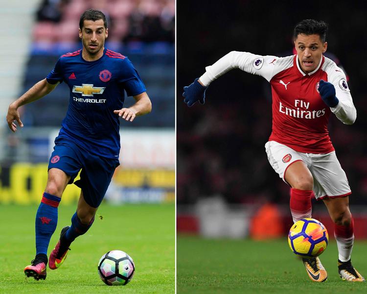  Henrikh Mkhitaryan (tv.) er ny mand i Arsenal, der har sendt Alexis Sanchez i retning af Manchester.  