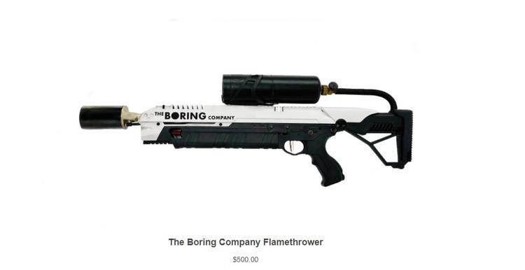 Kasketter som reklamegave er totalt old-school. Hippe firmaer som Elon Musks The Boring Company tilbyder kunderne at købe reklame-flammekastere med logo på (Foto: Screenshot/The Boring Company) 