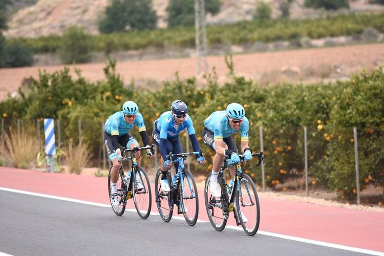 Luis León Sanchez, Alejandro Valverde og Jakob Fuglsang i dagens succesrige udbrud på de spanske landeveje. 