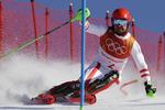  Marcel Hirscher  drøner ned ad slalompisten på vej mod sin første olympiske guldmedalje. 