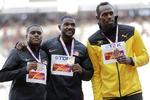 Podiet efter VM-finalen i 100 meter løb sidste år var befolket af Christian Coleman på 174 centimeter, Justin Gatlin på 185 centimeter og Usain Bolt på 195 centimeter. David J. Phillip/AP