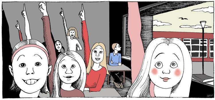 Næsten hver fjerde 16-24-årige kvinde har dårligt mentalt helbred. For blot få år siden var  det ifølge Sundhedsstyrelsens sundhedsprofil hver sjette unge kvinde. Arkivtegning: Anne-Marie Steen Petersen Anne-marie Steen Petersen/Politiken-Tegning