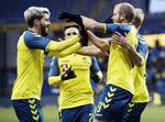    Brøndbys Teemu Pukki (th.) rundede 10 sæsonmål, da han scorede to gange i søndags mod Helsingør.  Claus Bech/Ritzau Scanpix
