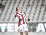 Arrrgh - Kasper Kusk udtrykker på én gang AaB's og sportsredaktørens ærgrelse. Henning Bagger/Ritzau Scanpix