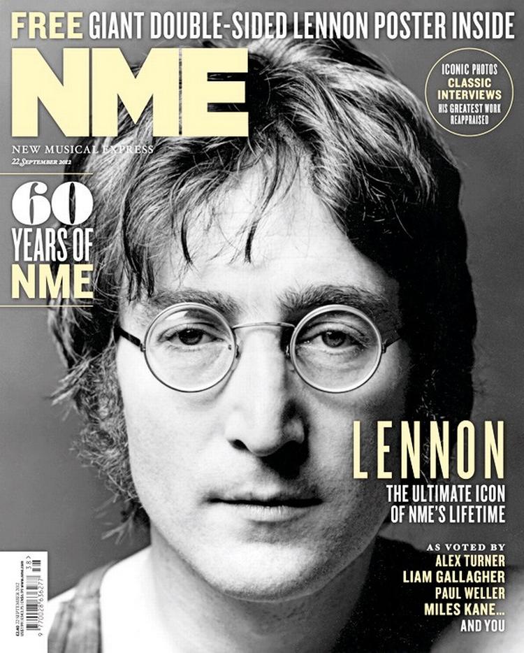 Her er det John Lennon på forsiden af NME, da bladet havde 60 års jubilæum.  