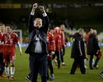
 For Åge  Hareide og dansk fodbold var det en triumf, da VM-holdet slog Irland 5-1 i Dublin. Nu er målsætningen, at Danmark skal gå videre fra gruppen, når det går løs i slutrunden i Rusland til sommer 
   Poulsen Lars/POLFOTO