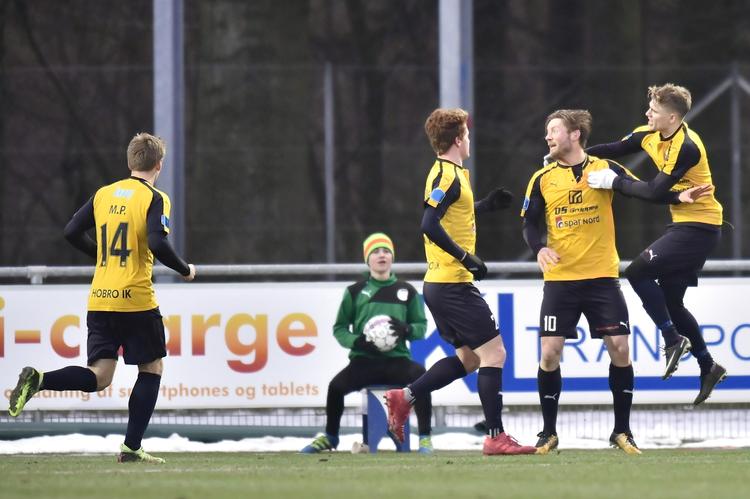 Hobro skal vinde i Brøndby på søndag for at komem med i slutspillet, men selv en sejr kan vise sig ikke at vær enok.  Bo Amstrup/Ritzau Scanpix