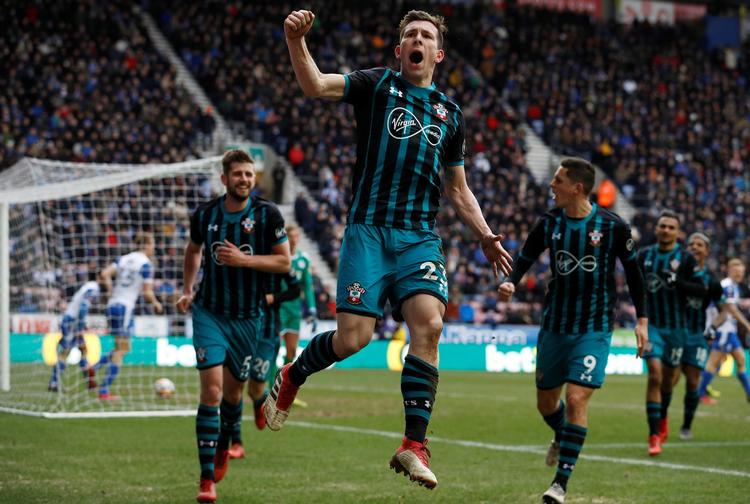 I kamp 43 for Southampton kom Pierre-Emile Højbjerg omsider på måltavlen.  Phil Noble/Ritzau Scanpix