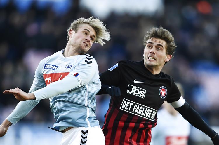 FCM og Jakob Poulsen vandt 2-1 over Sønderjyske søndag, hvilket gave en på papiret lettere kvalifikationsgruppe til sønderjyderne. 
   Henning Bagger/Ritzau Scanpix