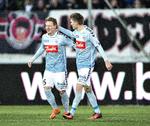 Da Niki Zimling (tv.) havde bragte Sønderjyske foran var alt fint, men FC Midtjyllands sejrsmål i 89. minut kan nu få konsekvenser. Henning Bagger/Ritzau Scanpix