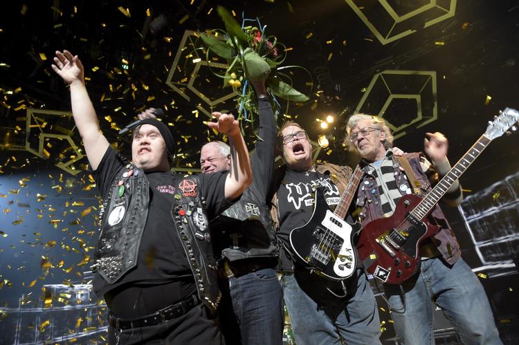 Punkerne Pertti Kurikan Nimipäivats vandt retten til at repræsentere Finland ved Eurovision Song Contest 2015 ved den såkaldte Yle's New Music Competition i Helsinki. Arkivfoto Markku Ulander