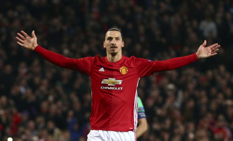 Det er slut for Zlatan Ibrahimovic med jubel over scoringer i Manchester United-trøjen. Turen går nu formentlig til USA. Dave Thompson/AP