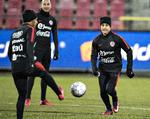 Chiles helt store stjerne, Manchester United-angriberen Alexis Sanchez (th.), scorede sidste gang, han spillede mod Danmark. Henning Bagger/Ritzau Scanpix