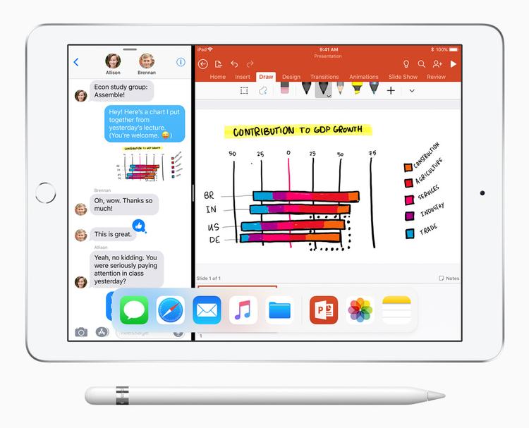 Den nye iPad ligner sig selv, men er endnu billigere end sidste års model. Den kan nu bruges sammen med den digitale Apple-pen Pencil  PR-foto