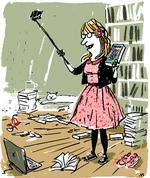 Også i litteraturen vinder onlinefora indpas. Tegning Mette Dreyer