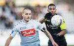 Marc Pedersen (tv.) og Kevin Mensah i pokalkvartfinalen i Haderslev. Claus Fisker/Ritzau Scanpix
