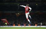 Med to mål bidrog Aaron Ramsey til, at Arsenal er tæt på semifinalen i Europa League. Tim Ireland/Ritzau Scanpix
