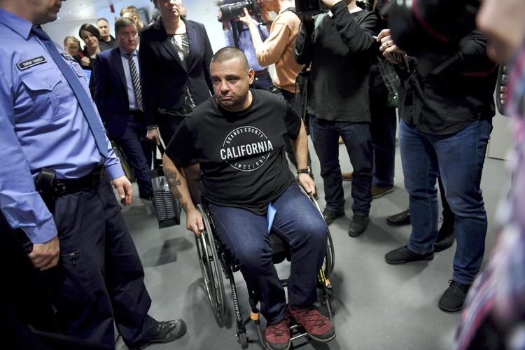 Hassan Zubier fra Sverige blev såret, da han forsøgte at forsvare en kvinde mod den 23-årige marokkaner 18. august sidste år. Antti Aimo-koivisto/AP