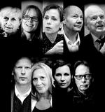 Fra vestre ses Kerstin Ekman og Lotta Lotass. Ekmans stol har stået tom siden 1989. Lotass forlod Akademiet for flere år siden. 
Sara Danius, nuværende talsperson for Akademiet, såkaldt permanent sekretær.
Peter Englund, Kjell Espmark og Klas Östergren (første mand i nederste række): Forlod alle tre Akademiet i fredags.
Katrina Frostenson, digter og medlem af Akademiet. Er gift med manden, der satte hele den nuværende krise i Akademiet i gang.
Sara Stridsberg, forfatter. Et af de unge medlemmer af Akademiet. Har sagt, at hun overvejer, om hun skal blive i Akademiet.
Horace Engdahl, tidligere talsperson for Akademiet, har nær tilknytning til Katarina Frostenson og hendes mand, kaldet Kulturprofilen.
Arkivfoto: Ditte Valente , Jan Grarup, Klaus Holsting,Jacob Ehrbahn, Joachim Adrian, Stew Milne/AP og pr-foto 