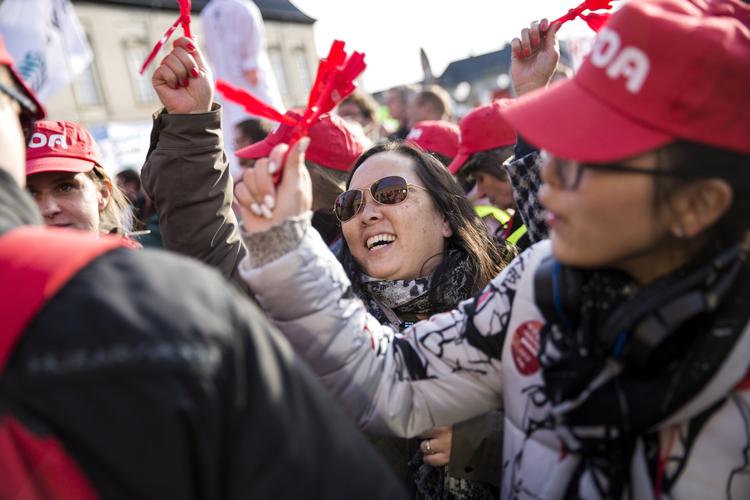 Overenskomstforhandlingerne er gået ind i den sidste, afgørende fase inden tirsdagens deadline for et forlig. Når parterne ikke til enighed, varsles der fra den 22. april strejke og fra den 28. april lockout.  Andreas Haubjerg/POLFOTO