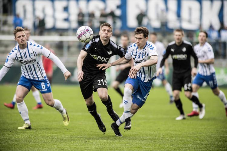 Tre mål kort før og umiddelbart efter pausen afgjorde sagerne i Odense.  Tim Kildeborg Jensen/Ritzau Scanpix