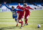 Anders Dreyer (tv.) scorede igen for vestjyderne og er nu oppe på 16 sæsonmål som bedste skarpretter i 1. division. 
 Martin Ravn/Ritzau Scanpix