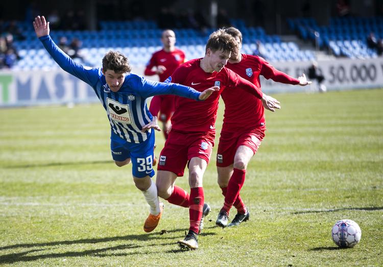 Anders Dreyer (tv.) scorede igen for vestjyderne og er nu oppe på 16 sæsonmål som bedste skarpretter i 1. division. 
 Martin Ravn/Ritzau Scanpix