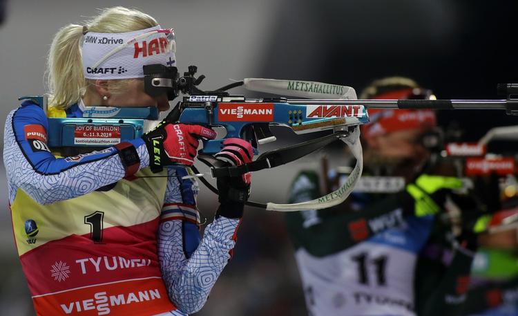 Der har i årevis verseret rygter om dopingforhold i skiskydningen, men først nu er der tilsyneladende for alvor gået hul på bylden.  Atleten på billedet er ikke involveret i sagen.
   Sergei Grits/AP