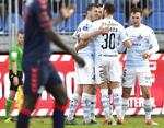 Helsingør-spillerne jubler efter Nicolas Mortensens scoring til 1-0, Anders Kjærbye/scanpix/Ritzau Scanpix
