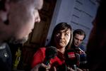 En træt og fåmælt innovationsminister, Sophie Løhde (V) ville uden for Forligsinstitutionen ikke give detaljer om forløbet af forhandlingerne.  Mads Claus Rasmussen/Ritzau Scanpix