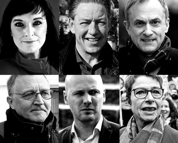 Øverst fra venstre: Sophie Løhde, Flemming Vinther, Michael Ziegler, Anders Bondo, Anders Kühnau og Grethe Christensen. Arkivfoto 