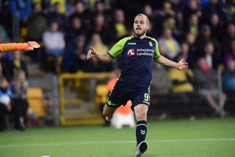 Teemu Pukki åbnede scoringen for Brøndby. Tariq Mikkel Khan/Ritzau Scanpix