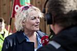 Formand Elisa Bergmann, BUPL, foran en bygning, hun efterhånden må kende ganske godt - Forligsinstitutionen på Sankt Annæ Plads i København. Nils Meilvang/Ritzau Scanpix