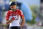 2.04 minutter foran de nærmeste konkurrenter krydser belgieren Thomas De Gendt målstregen som vinder af den 173,9 km lange 2. etape i Tour de Romandie efter at have været i udbrud næsten hele dagen.
   Laurent Gillieron/AP