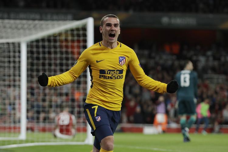 Antoine Griezmann  udlignede til 1-1 og dermed fik Atletico Madrid et godt udgangspunkt til returkampen i Spanien. Matt Dunham/AP