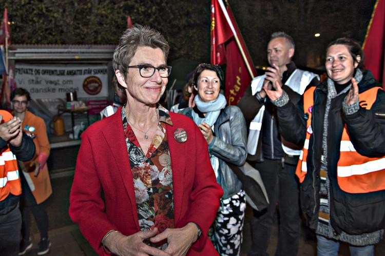 Dansk Sygeplejeråd, Grete Christensen, der er topforhandler for de ansatte i regionerne, kan glæde sig over endelig at have landet en aftale. Jens Nørgaard Larsen/Ritzau Scanpix