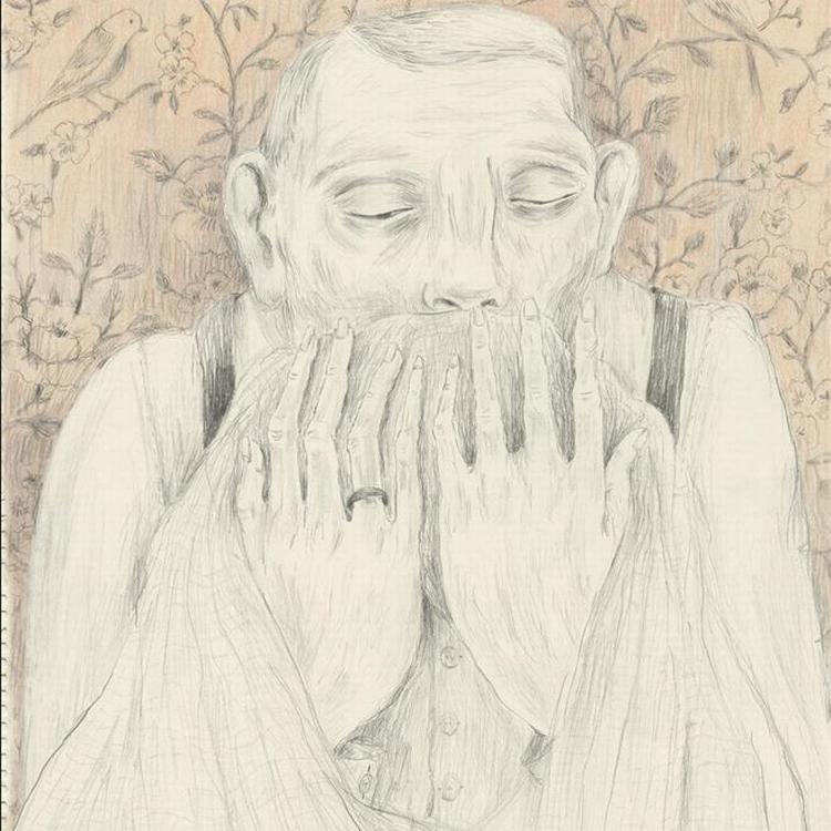 De sarte blyantstegninger i 'Kattemanden' balancerer faretruende tæt påparodien på sig selv. Illustration fra bogen Anna Margrethe Kjærgaard