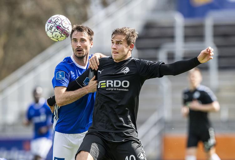 Oliver Lund (48), Lyngby Boldklub og Eero Markkanen (10), Randers FC. Anders Kjærbye/Ritzau Scanpix