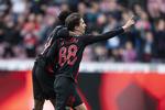 FC Midtjyllands andet mål blev scoret af  Gustav Wikheim (med nummer 88). Bo Amstrup/Ritzau Scanpix