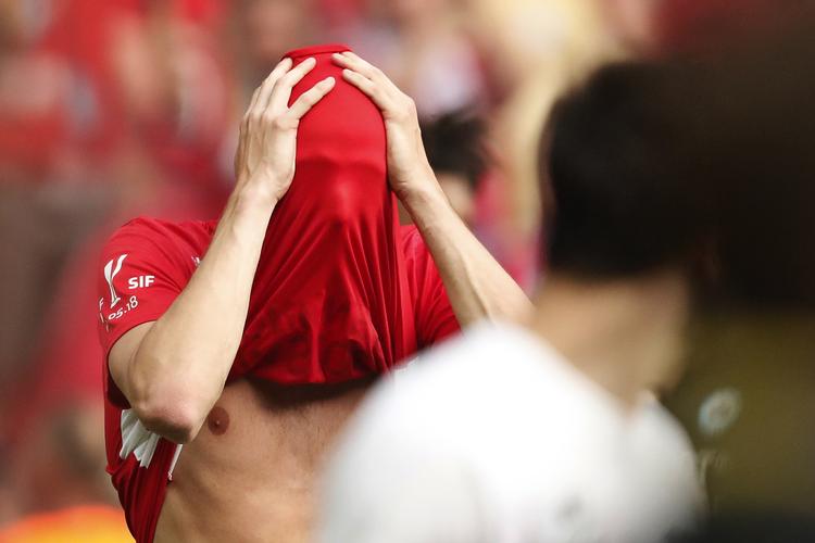 Silkeborg IFs spiller efter kampen.
   Jens Dresling/POLFOTO