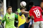Silkeborg IFs Peter Friis Jensen og Brøndbys Besar Halimi.
   Jens Dresling/POLFOTO