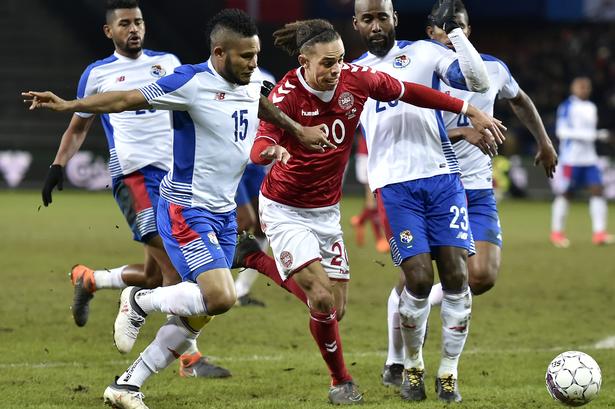 Yussuf Poulsen fra RB Leipzig. 23 år. 26 landskampe. 3 mål. Poulsen Lars/POLFOTO